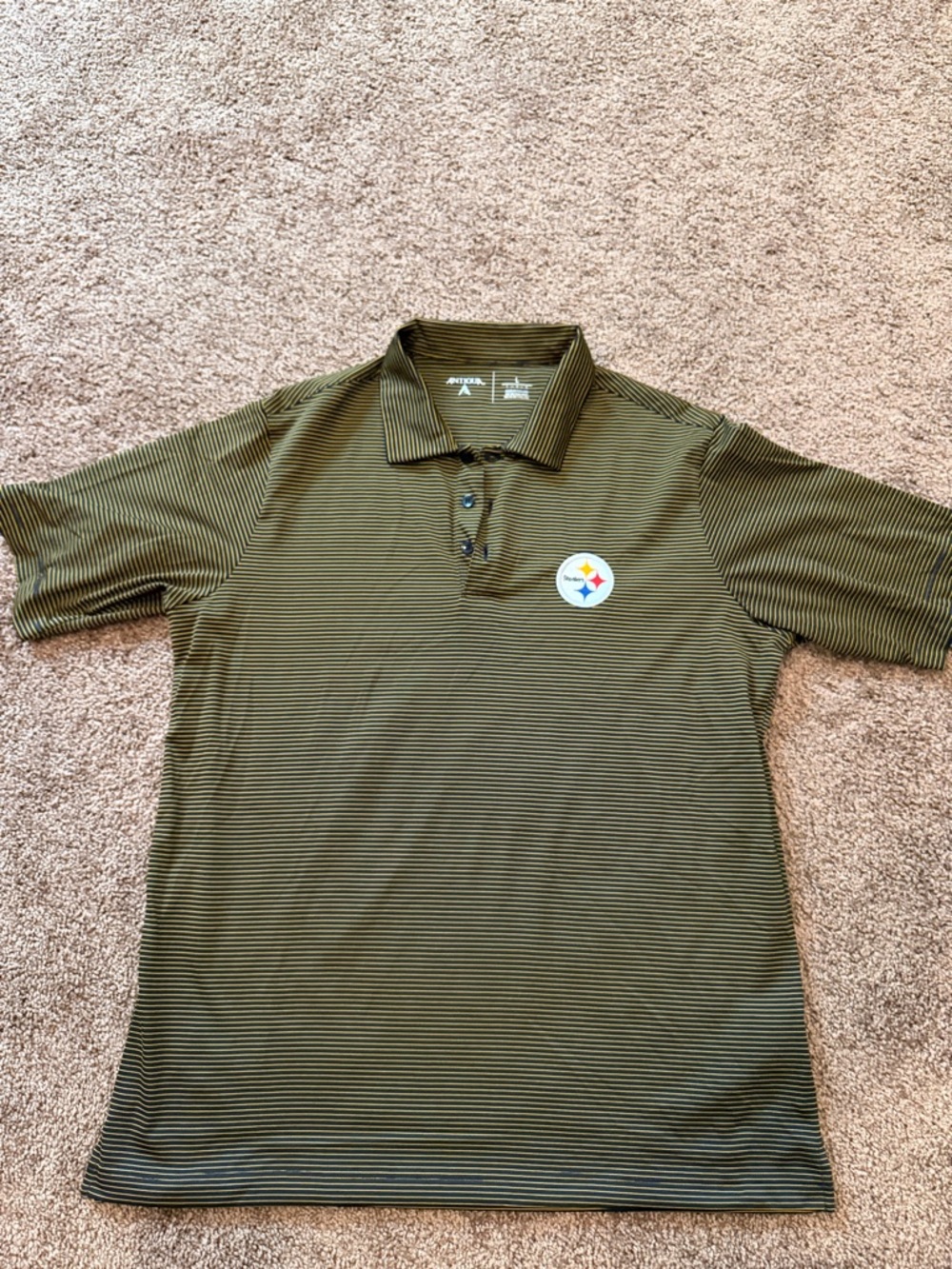 Antigua Pittsburgh Steelers Gold / Black Striped Men’s Polo